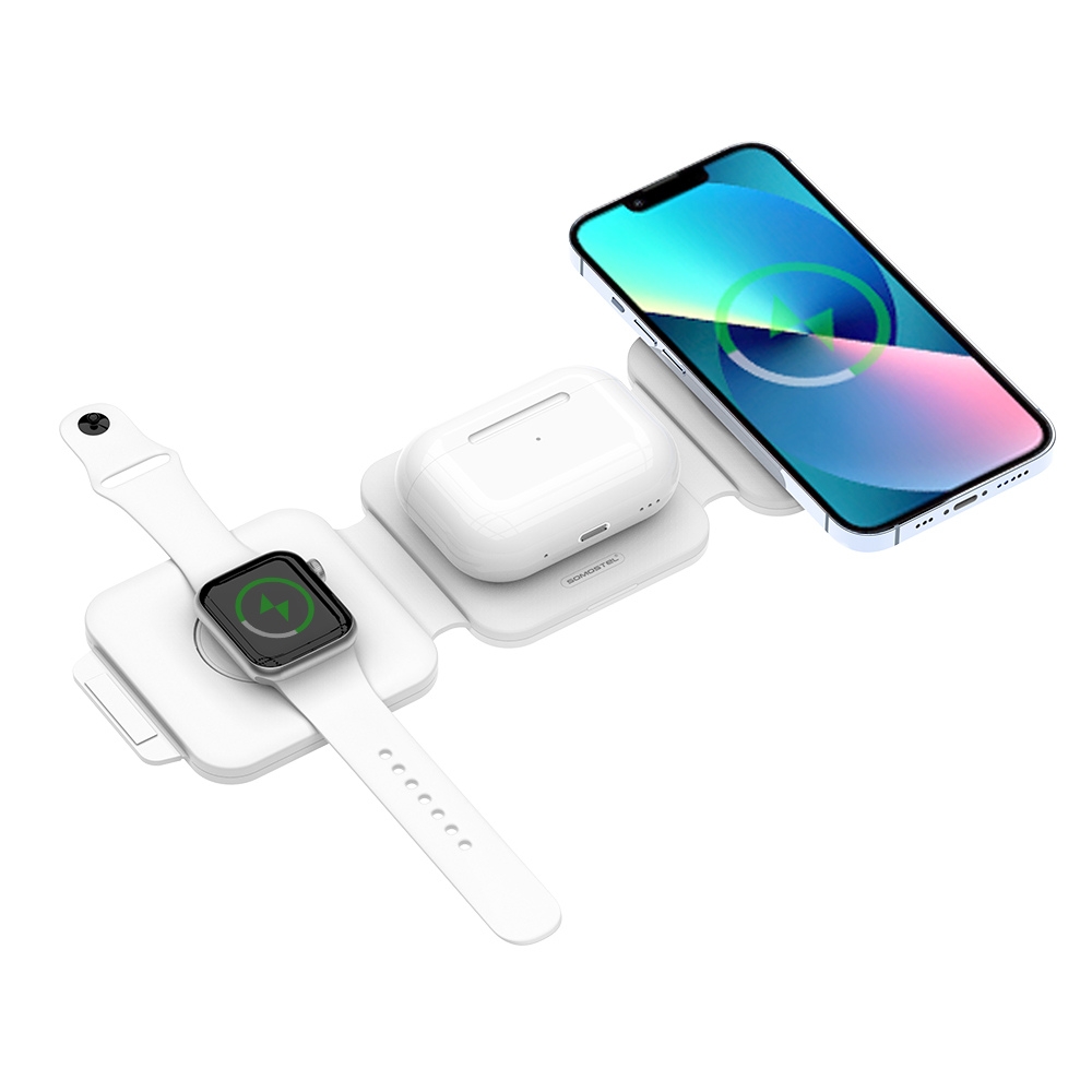 Cargador Somostel ZB18 3 en 1 inalámbrico, magéntico y plegable
